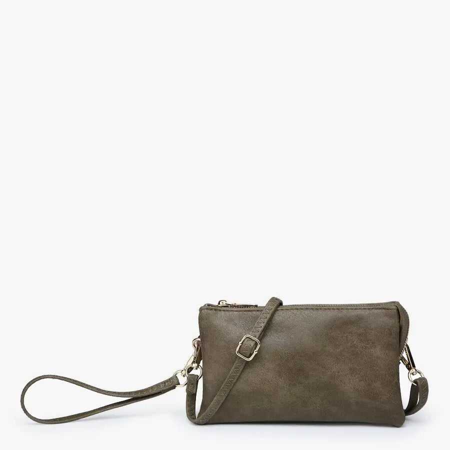 Riley Monogrammable 3 Compartment Crossbody/Wristlet in Olive