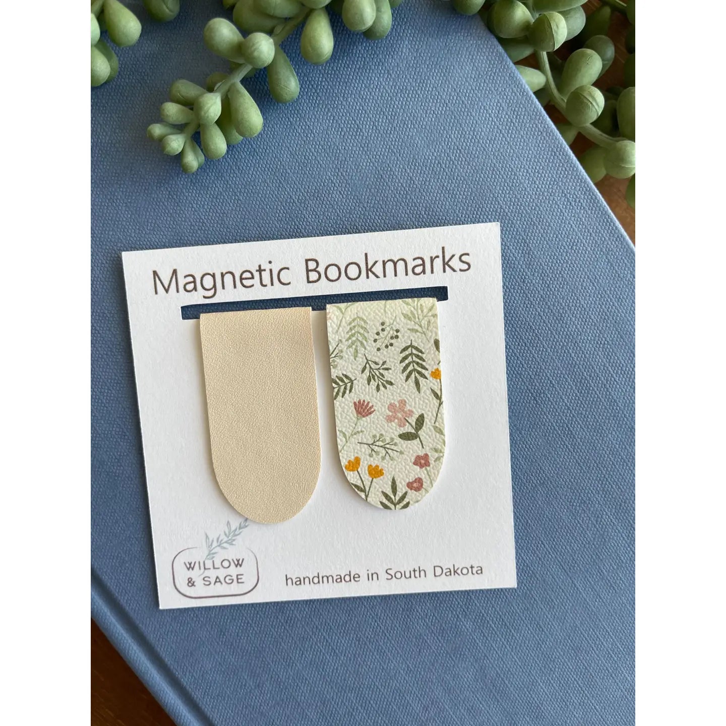 Wildflower Magnetic Bookmark Pair | Faux Leather