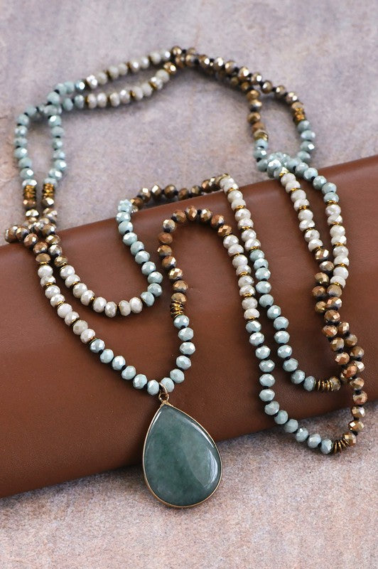 Boho Mixed Glass Bead Wrap Necklace