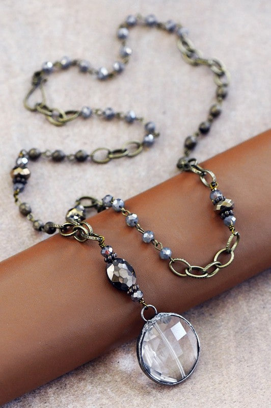 Boho Long Beaded Chain Link Necklace