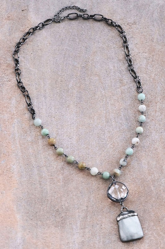 Amazonite Stone Pendant Necklace