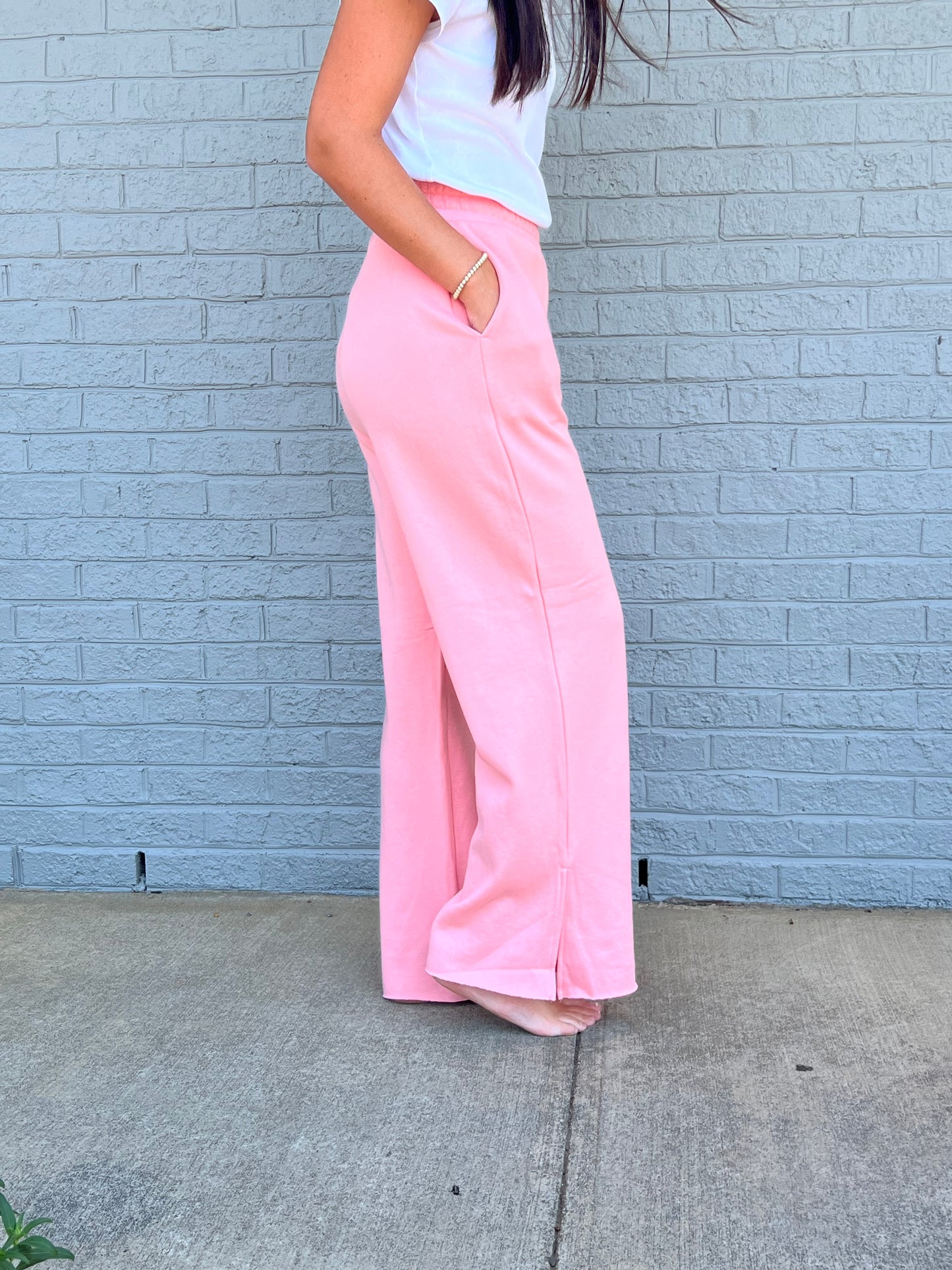 Wide Leg Sweat Pants by Risen in Pink**FINAL SALE**