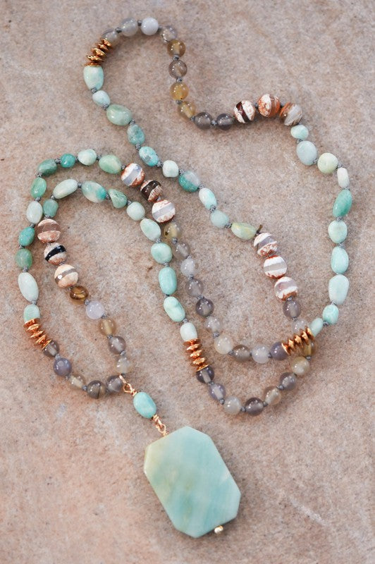 Amazonite Stone Pendant Necklace