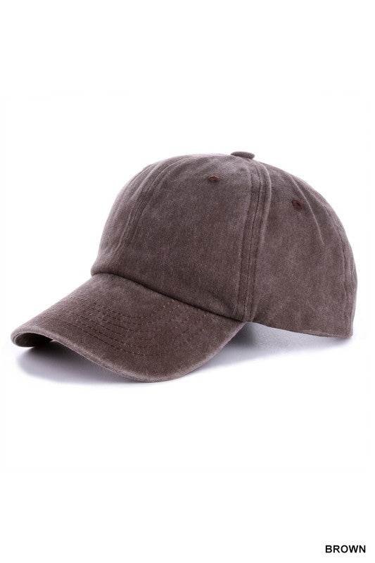 Vintage Washed Baseball Cap in Brown