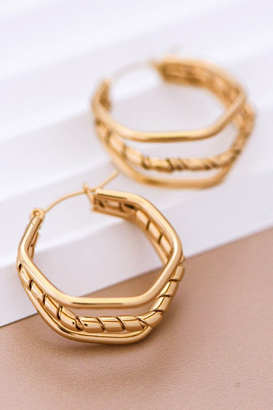 18K Waterproof Non-Tarnish Stainless Steel Hoops