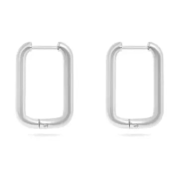 18K Gold Rounded Rectangle Everyday Huggie Earrings