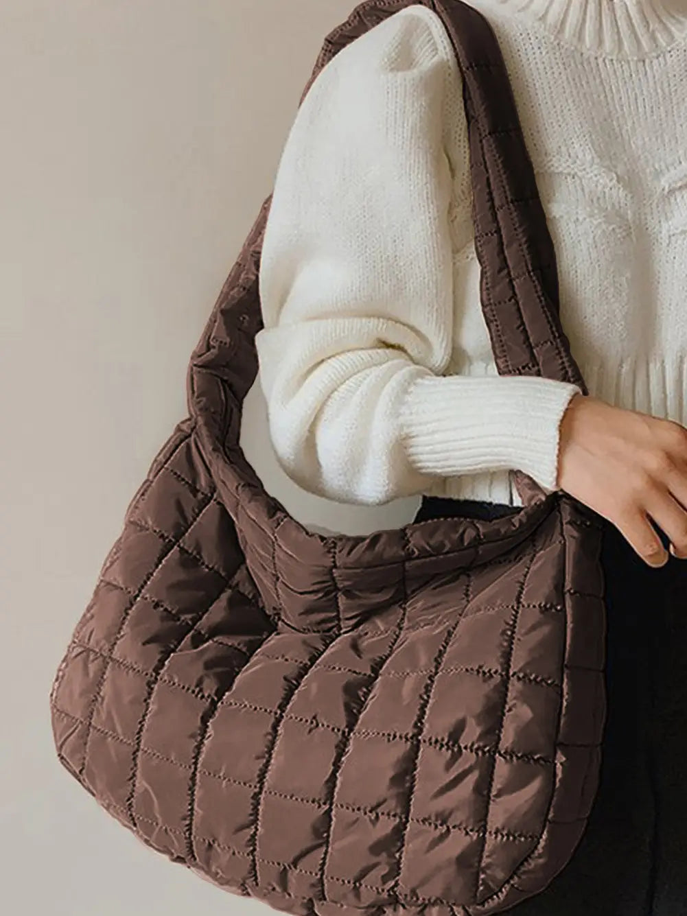 Quilted Shoulder Bag in Coffee