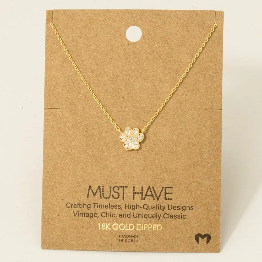 Dainty Diamond Paw Necklace-Gold