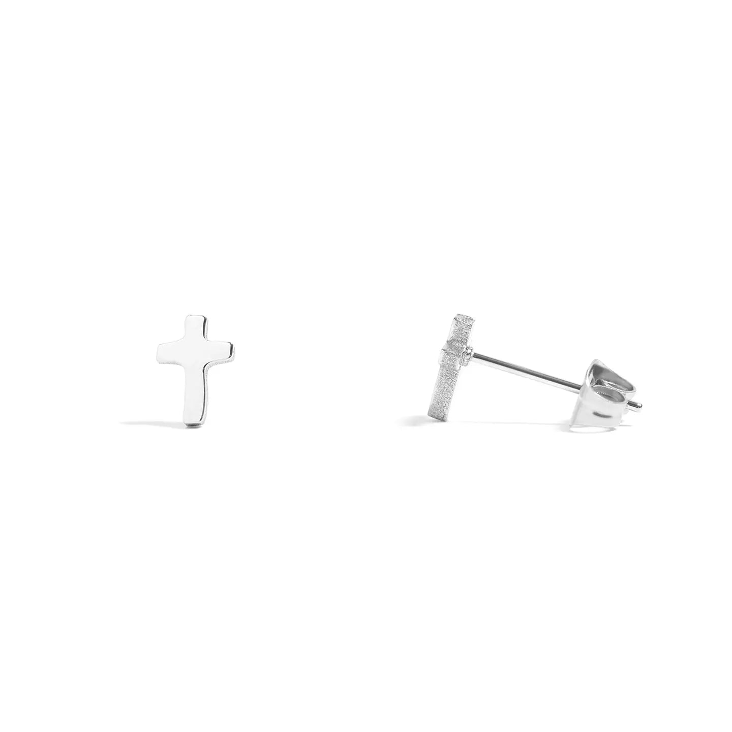18K Gold Stainless Steel Cross Stud Earrings