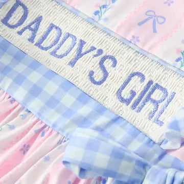 “Daddy's Girl” Smocked Plaid Girls Dress