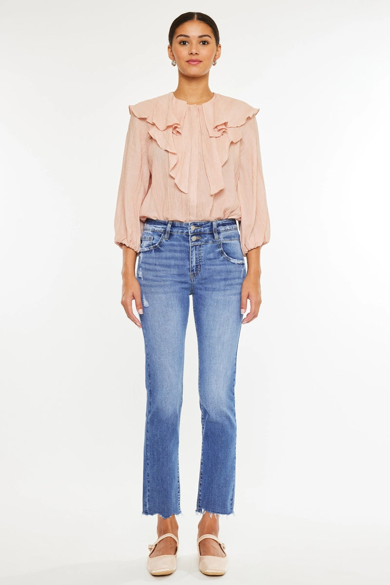 Adam High Rise Slim Straight Jeans by Kan Can