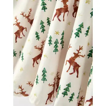 Christmas Girls Deer & Pine Tree Holiday Twirl Dress