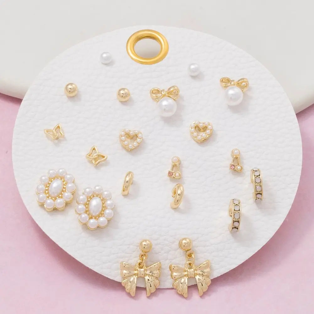 Assorted Pearls and Bows Earrings Set