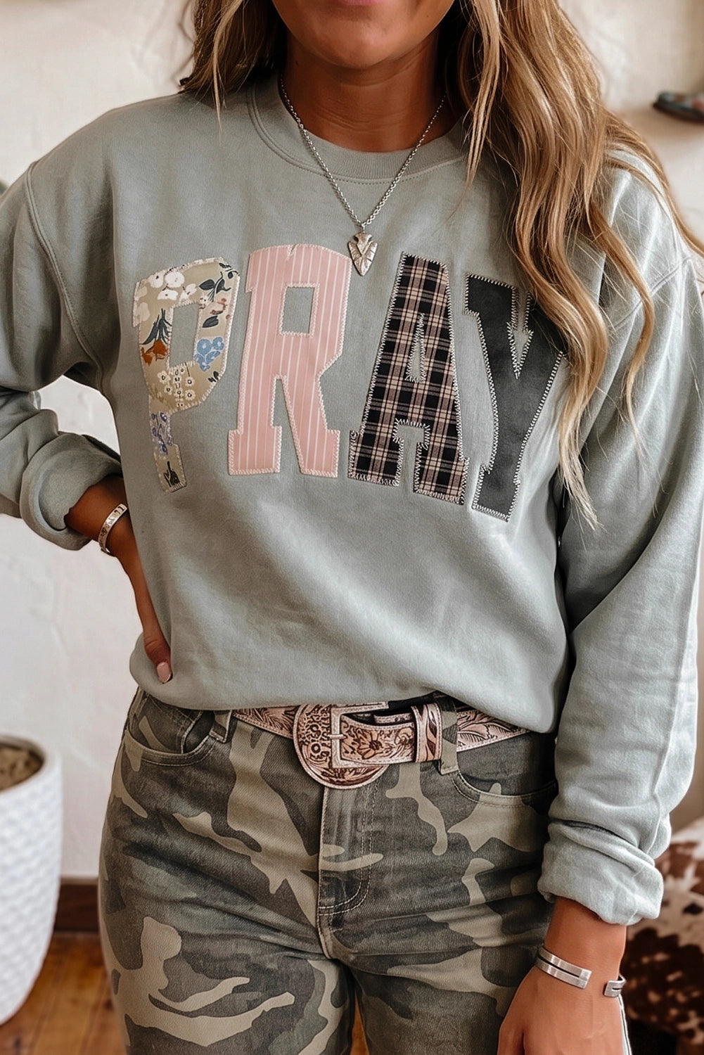 Embroidered PRAY Patch Sweatshirt