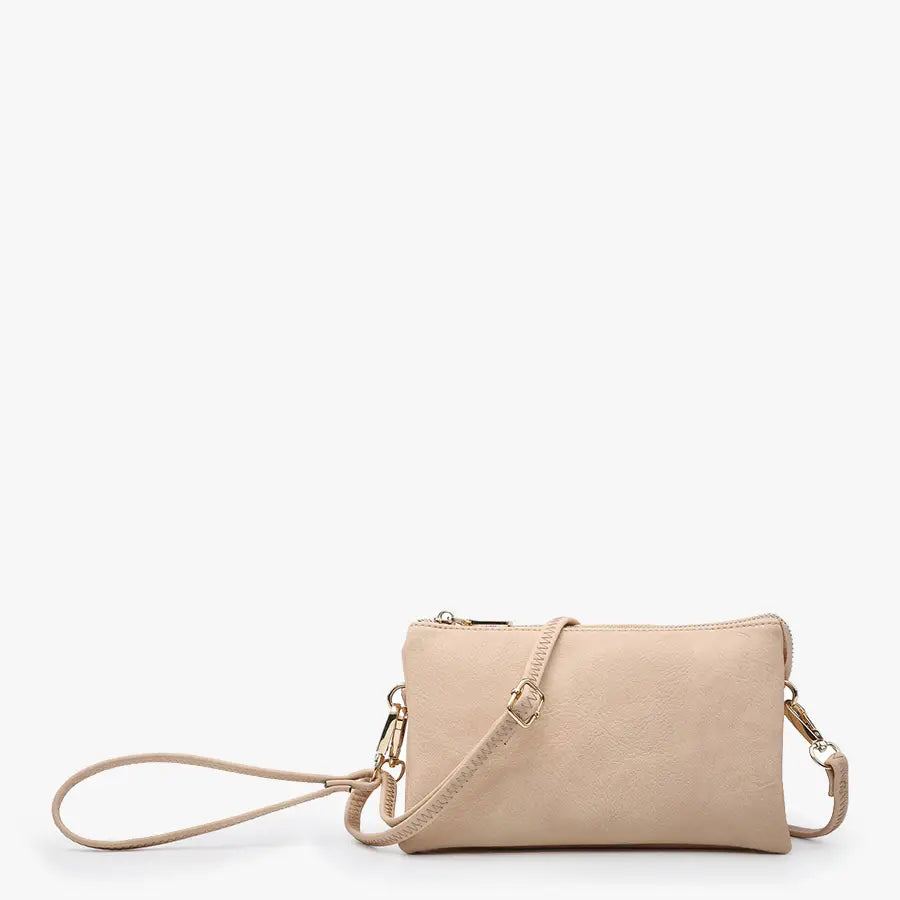 Riley Monogrammable 3 Compartment Crossbody/Wristlet in Light Peach