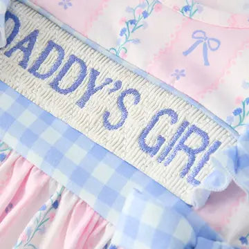 “Daddy's Girl” Smocked Plaid Baby Girls Romper