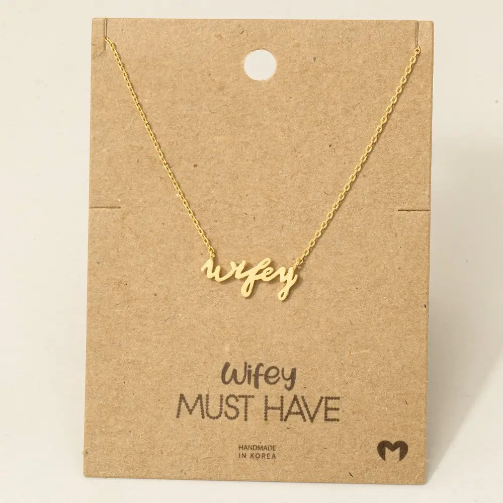 Wifey Handwritten Pendant Necklace-Gold