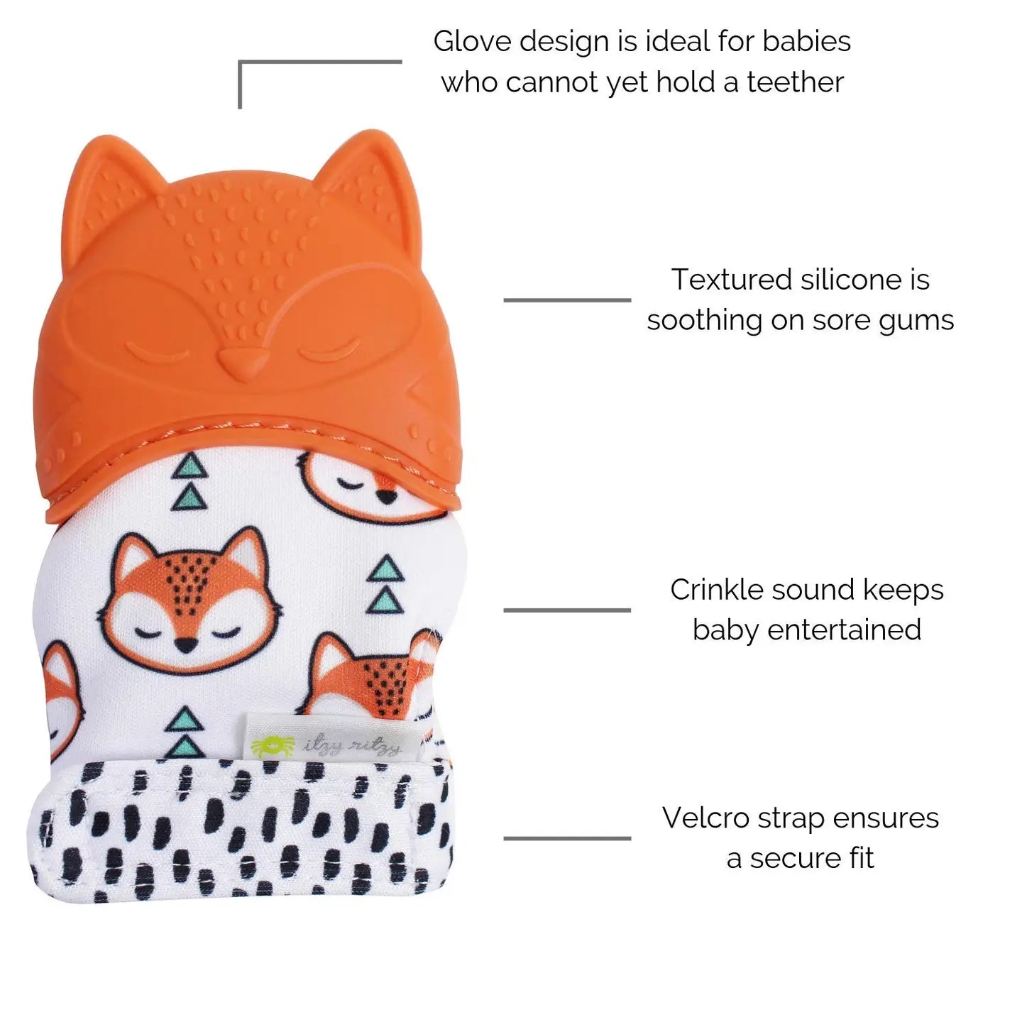Itzy Mitt™ Silicone Teething Mitts- Fox