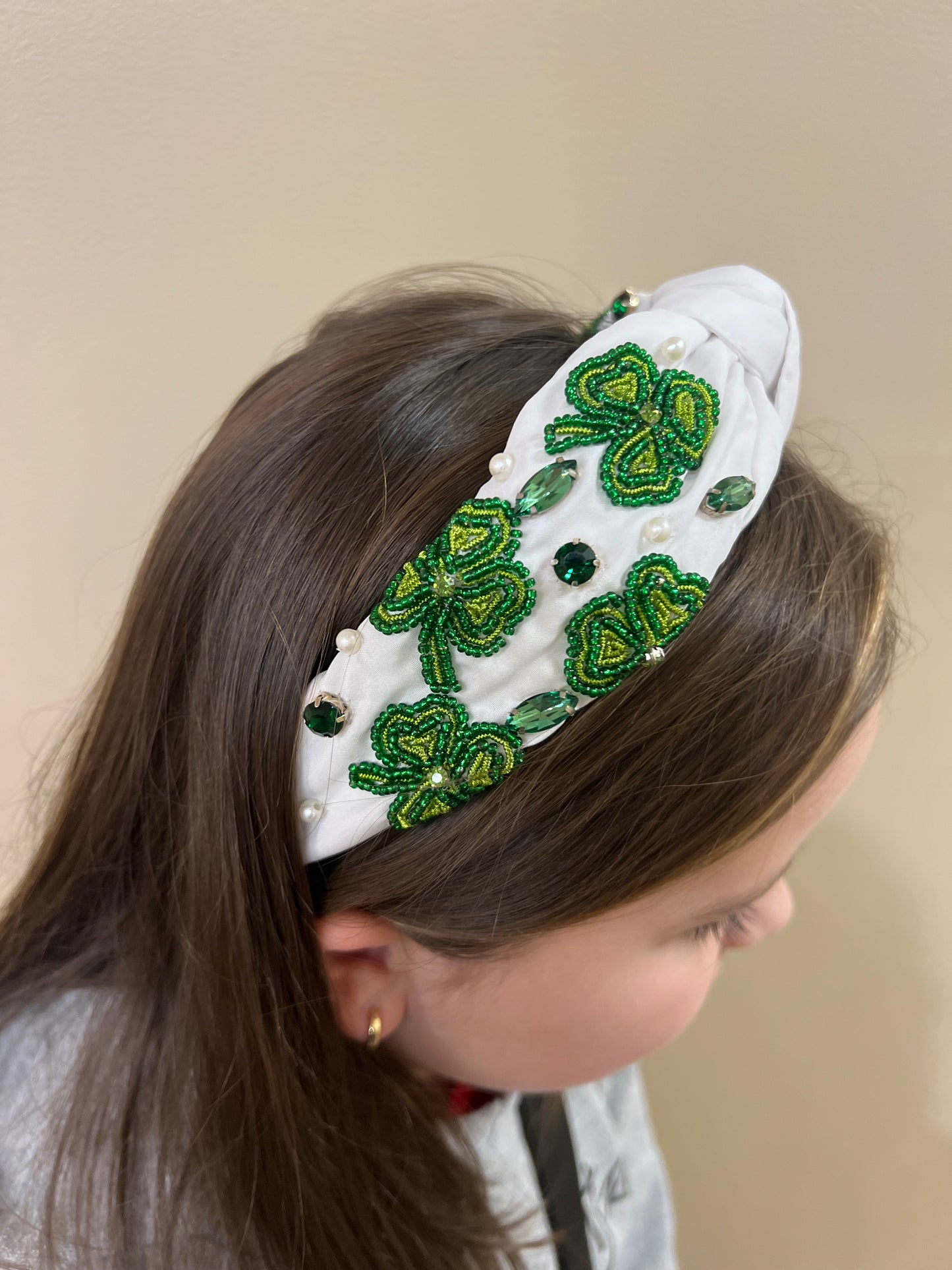 St. Patrick's Day Headband in White**FINAL SALE**