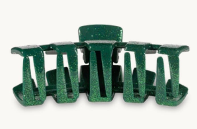 Classic Hair Clip in Green Glitter