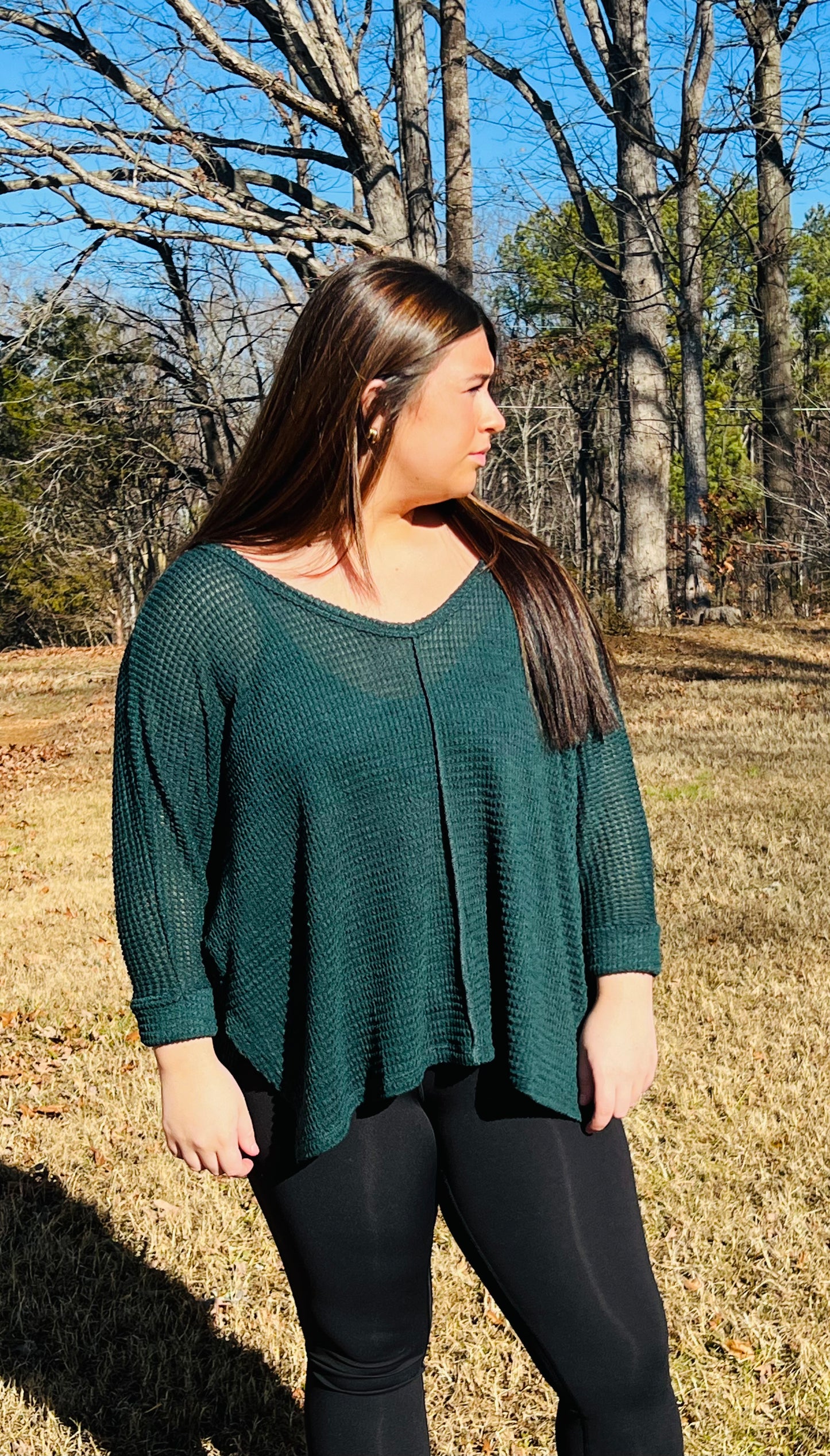 Jackie Top in Hunter Green
