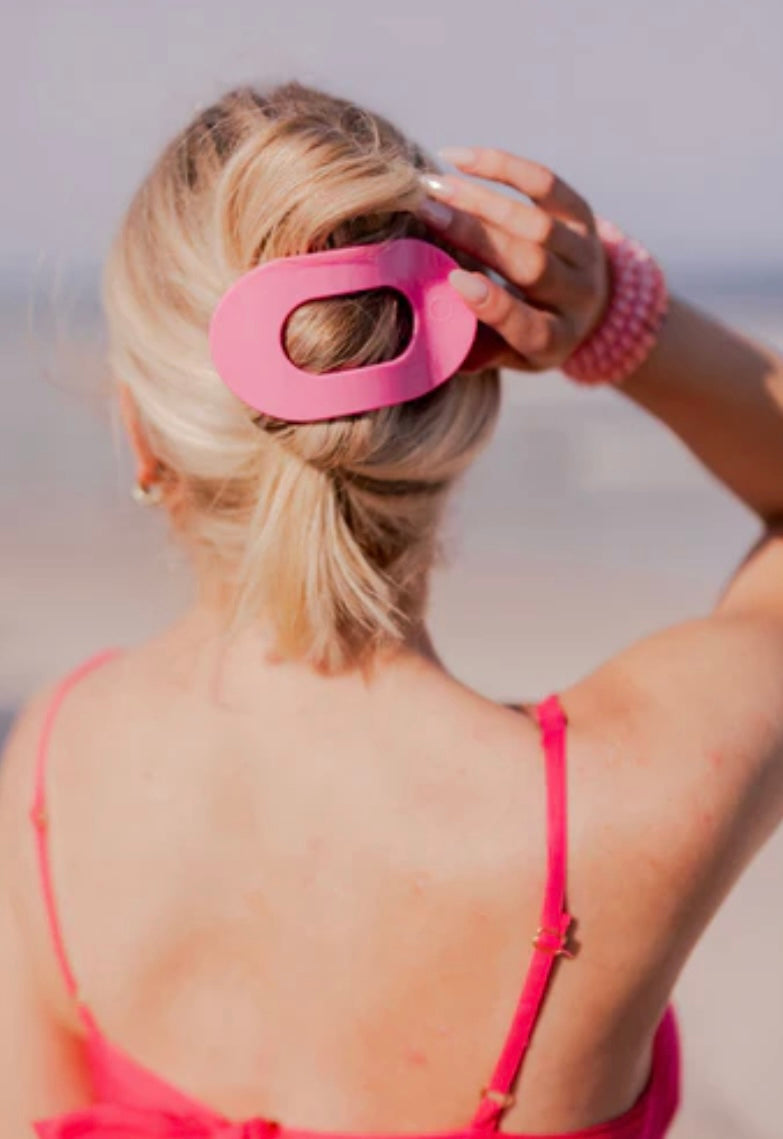 Round Flat Hair Clip in Paradise Pink