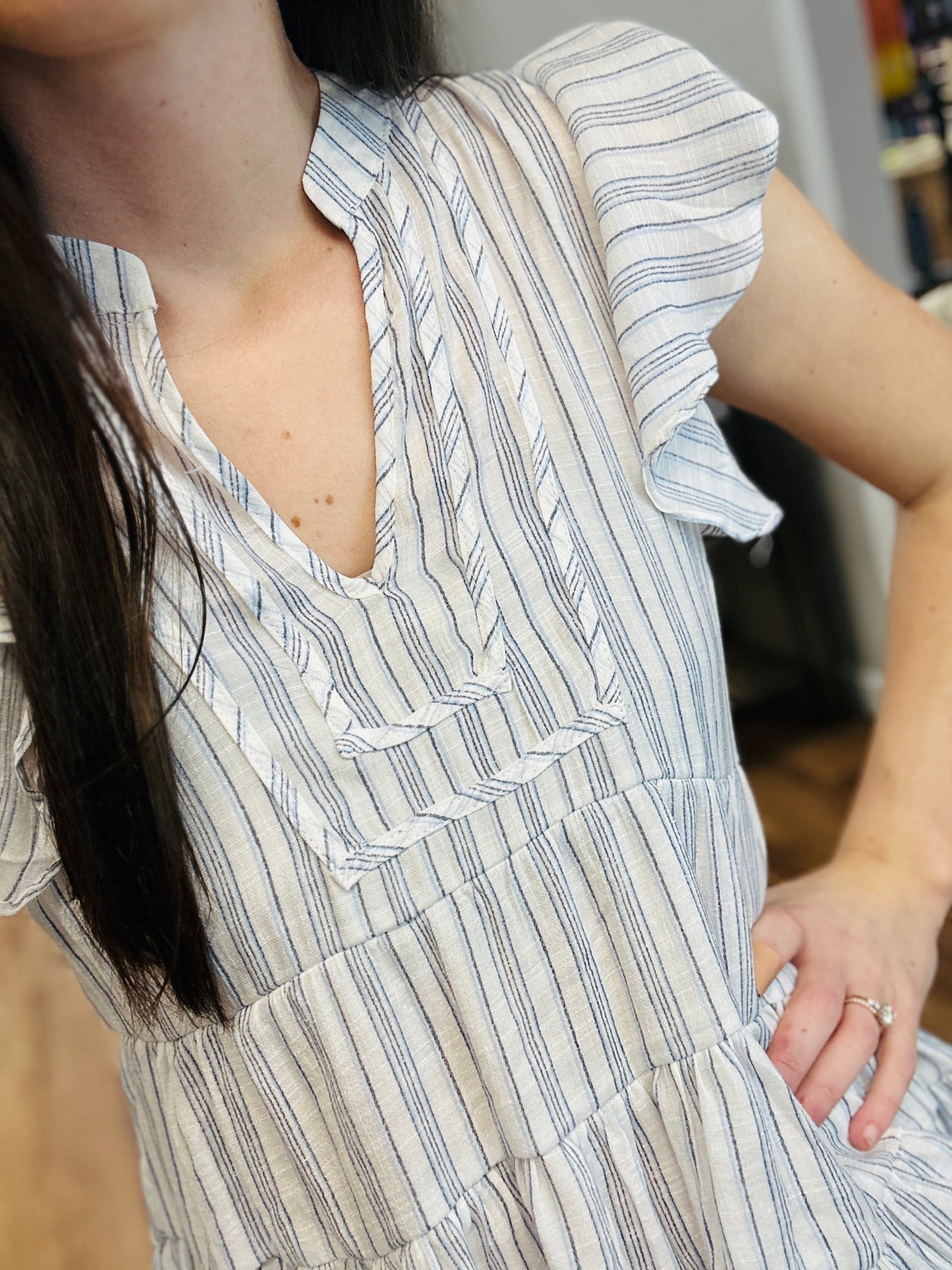 Delia Striped Tiered Top**FINAL SALE**