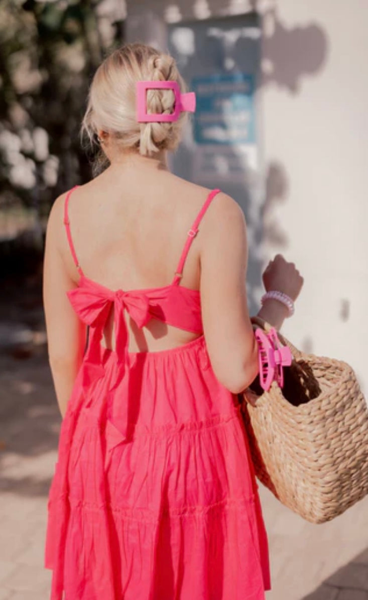 Square Flat Hair Clip in Paradise Pink