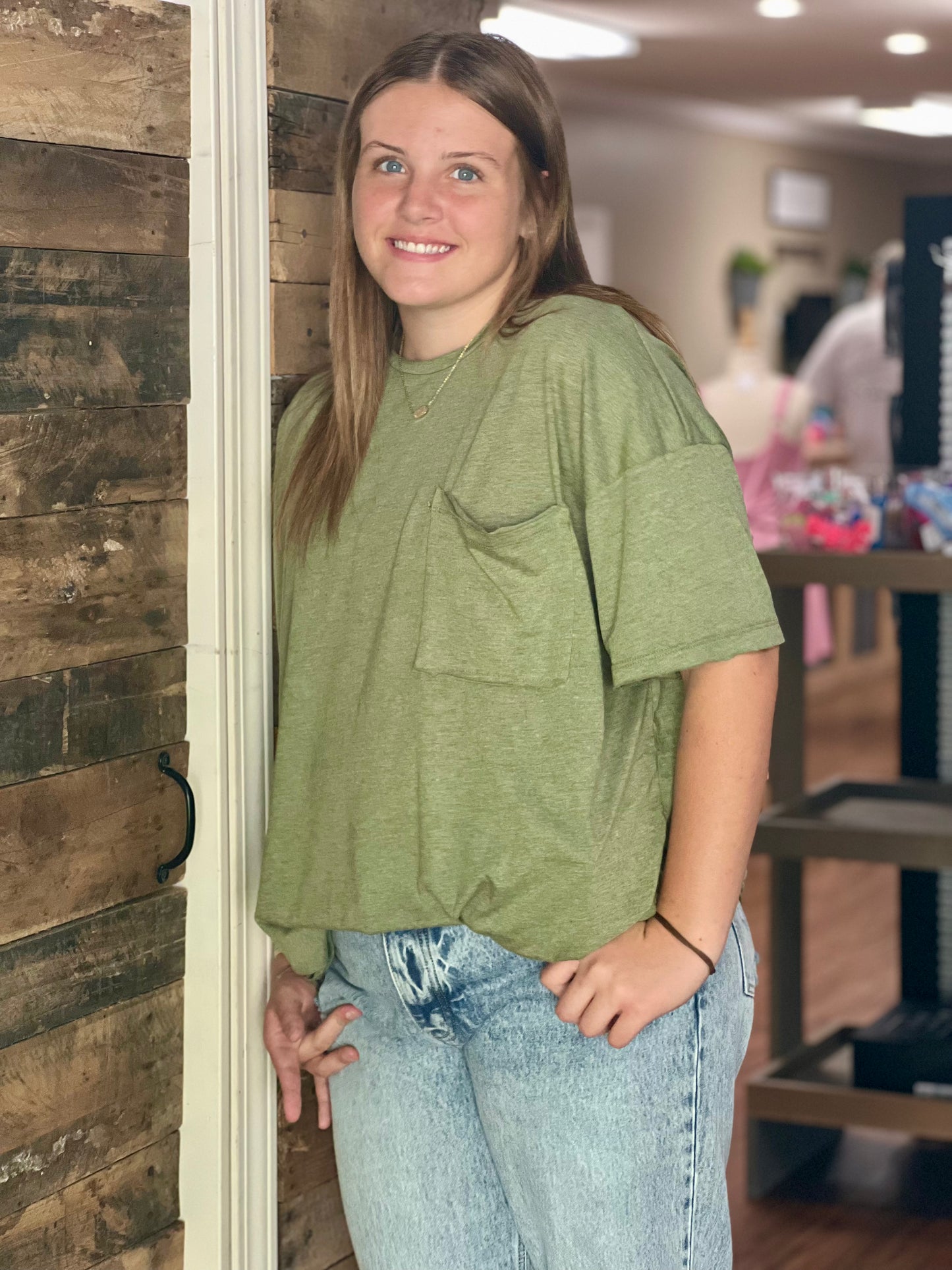 Tri Blend Oversized Tee in Ash Olive