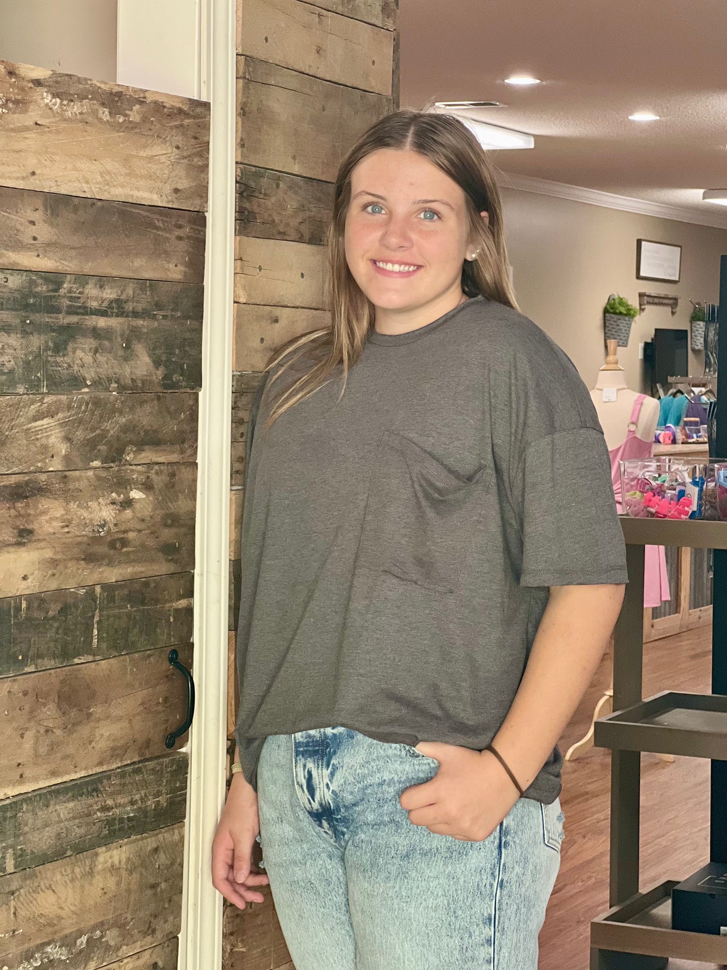 Tri Blend Oversized Tee in Heather Black