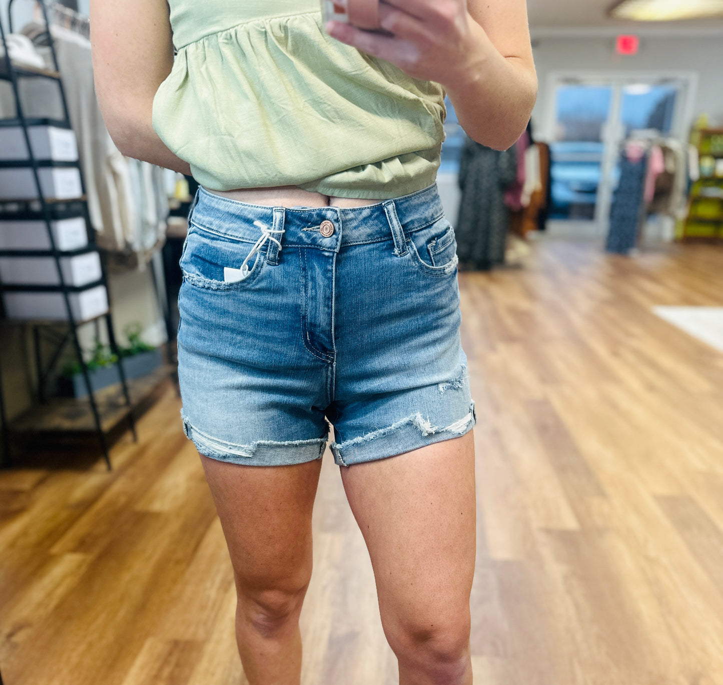 Rebecca High Rise Cuffed Shorts by Vervet**FINAL SALE**