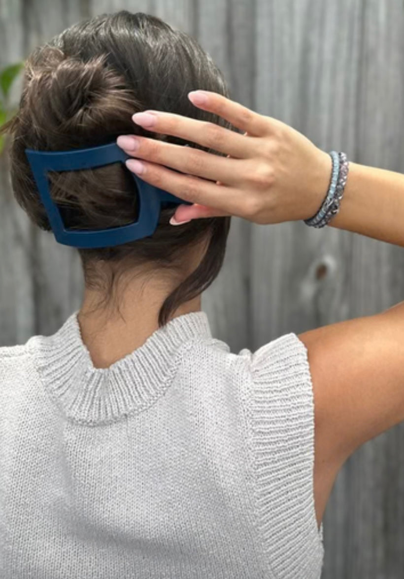 Square Flat Hair Clip in Midnight Rain