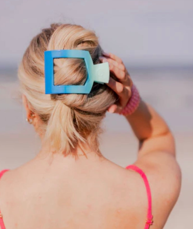 Square Flat Hair Clip in Poolside