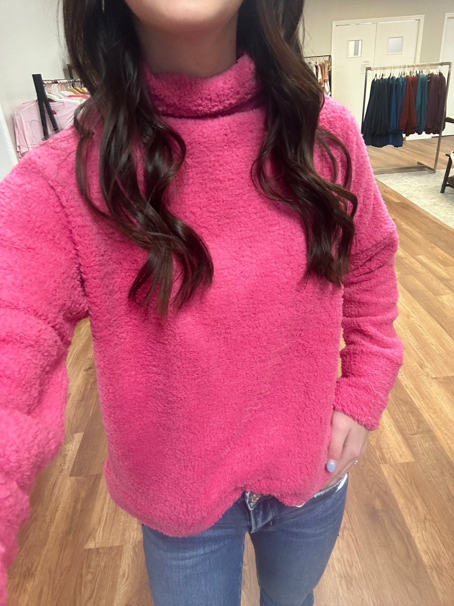Fuzzy Textured Top in Pink**FINAL SALE**