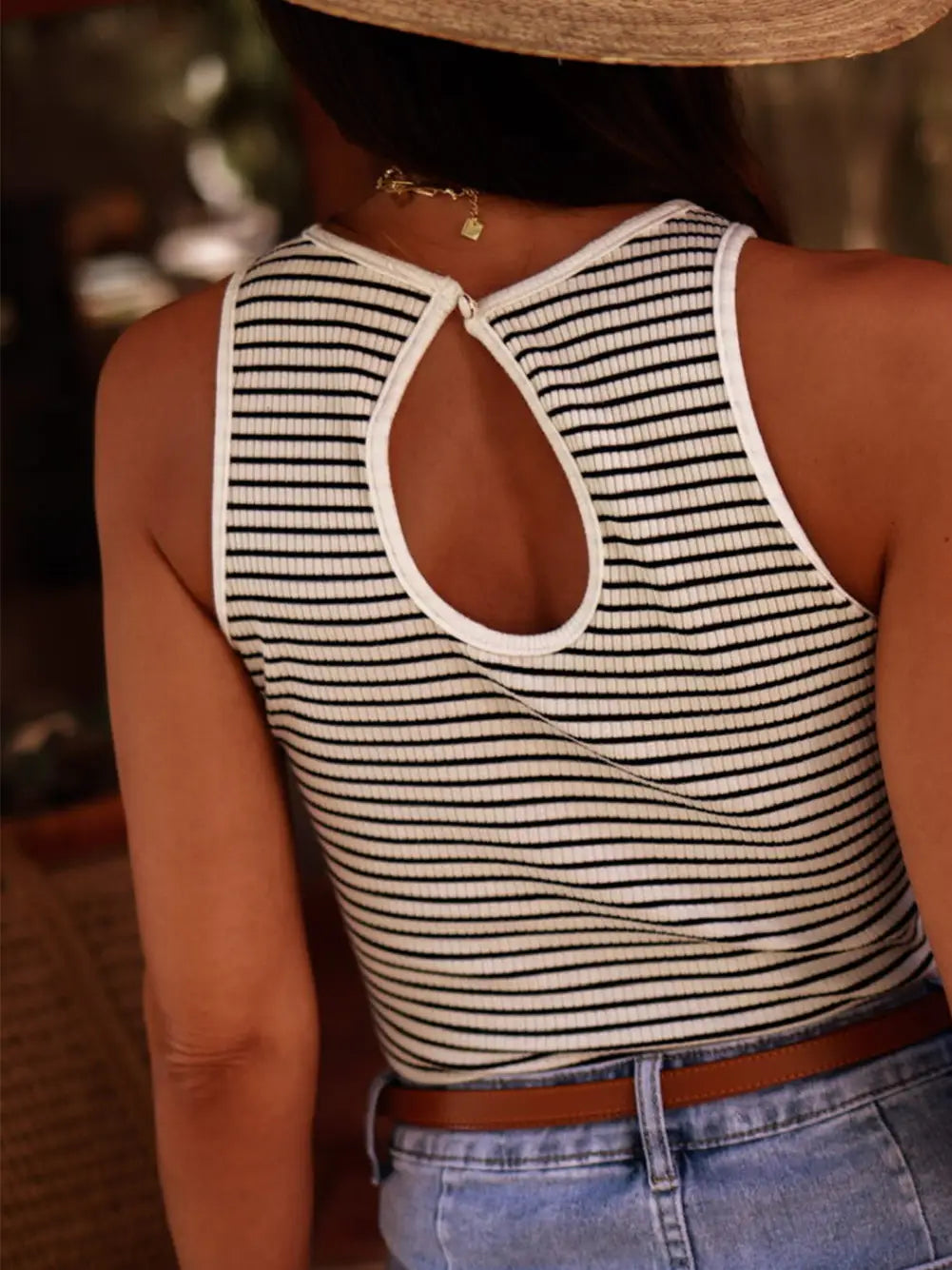 Striped Ribbed Knit Tank