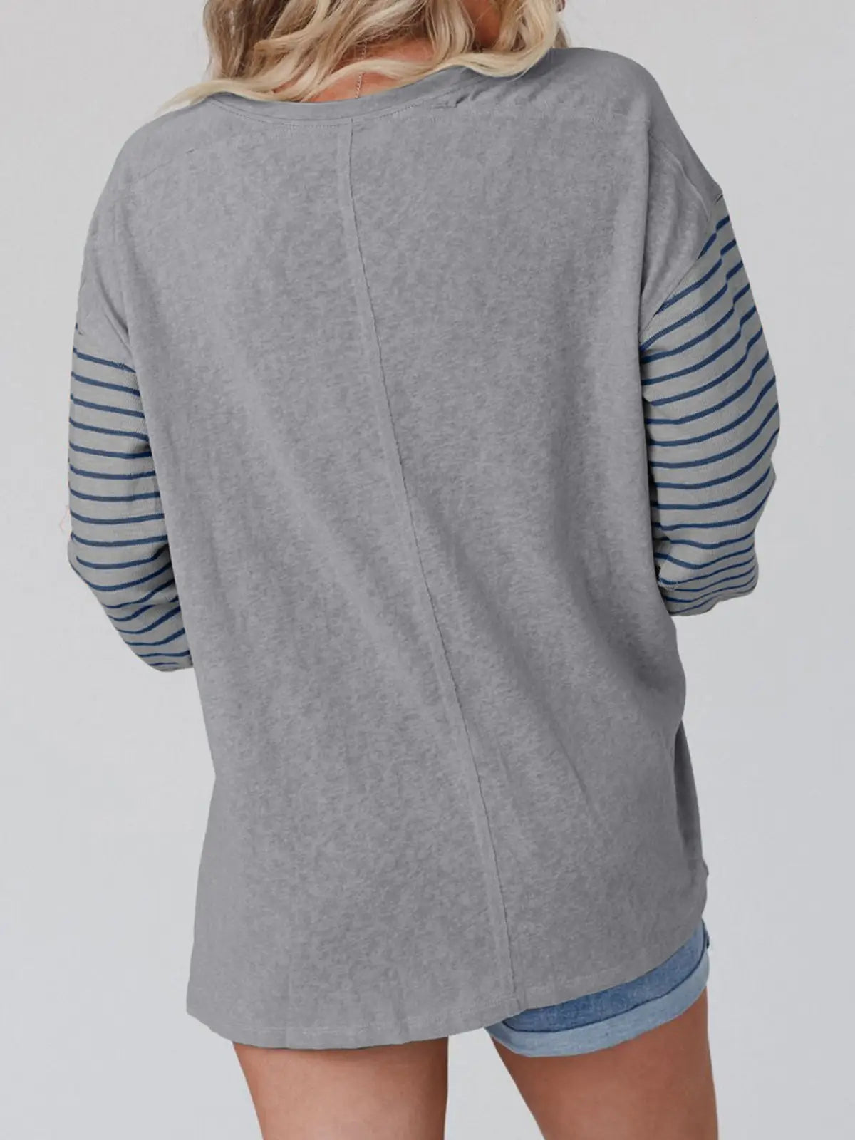 Striped Top-Gray Blue