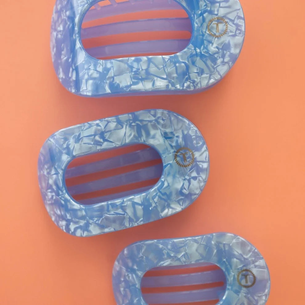 Round Flat Hair Clip- Blue Lagoon