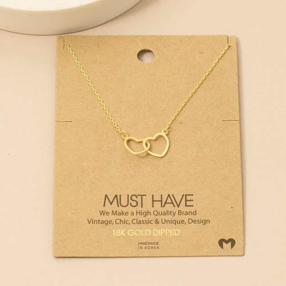 Heart Link Charm Necklace-Silver