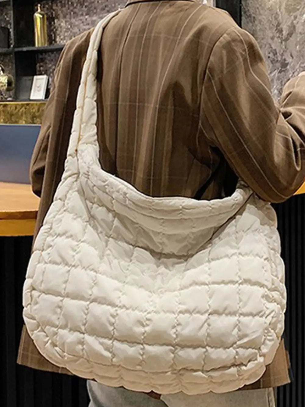 Quilted Shoulder Bag in White