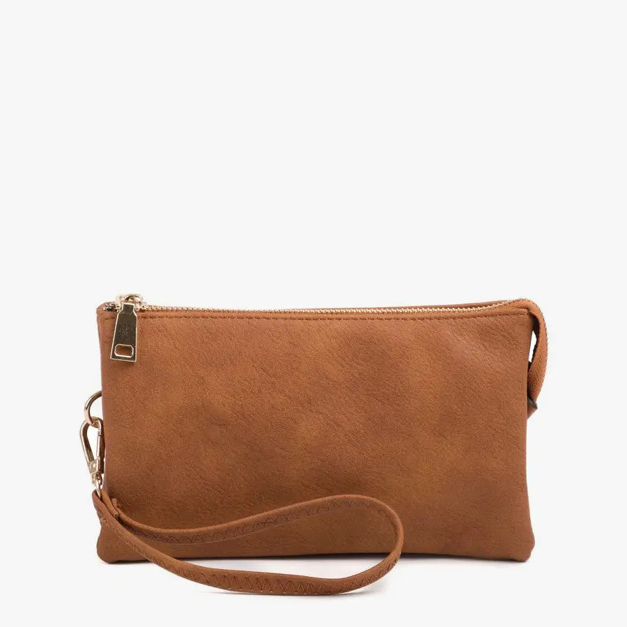 Riley Monogrammable 3 Compartment Crossbody/Wristlet in Brown