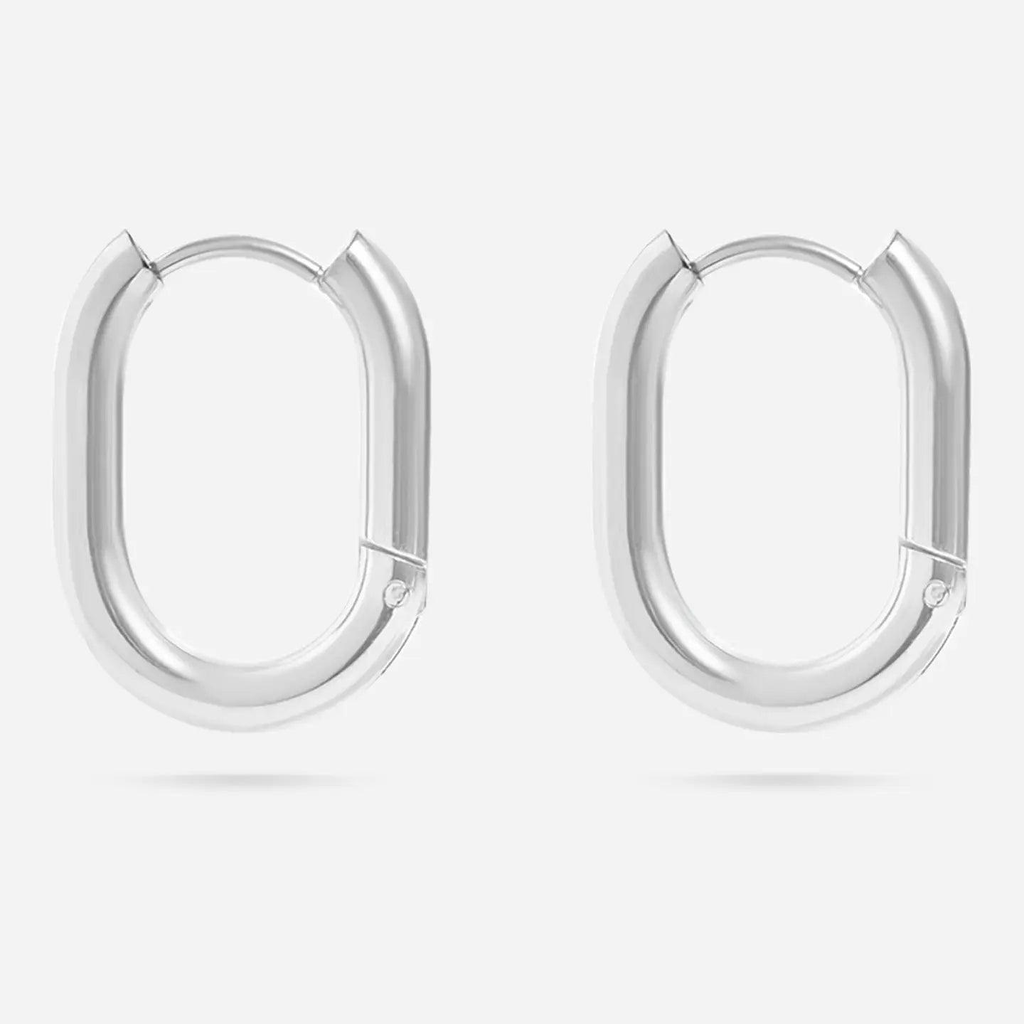 18K Gold Stainless Steel Oval Huggie Earrings