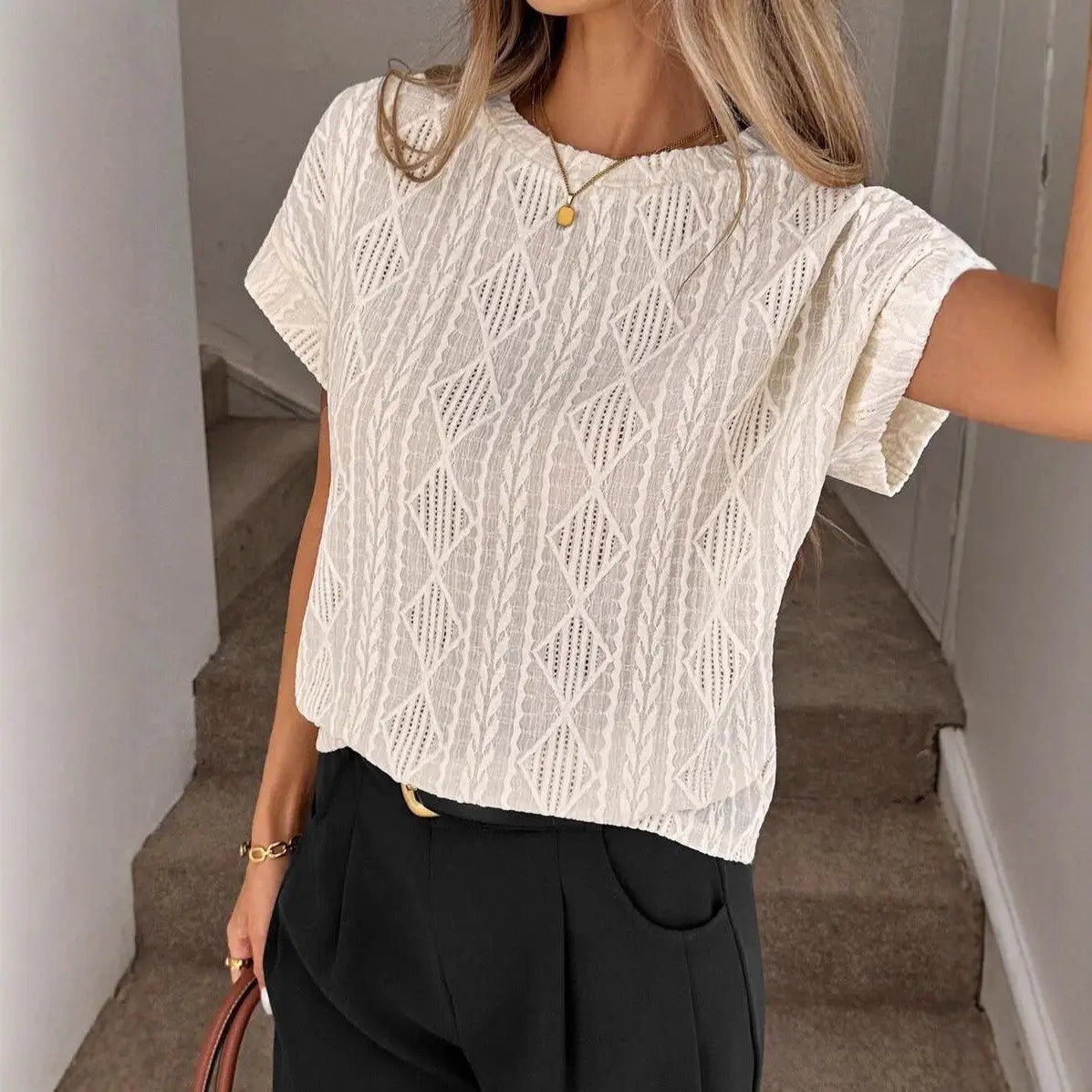 Textured Jacquard Knit Top