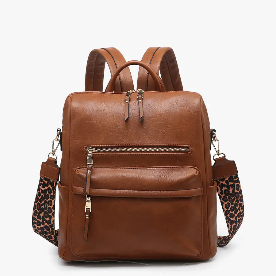 Amelia Convertible Backpack w/ Guitar Strap in Brown