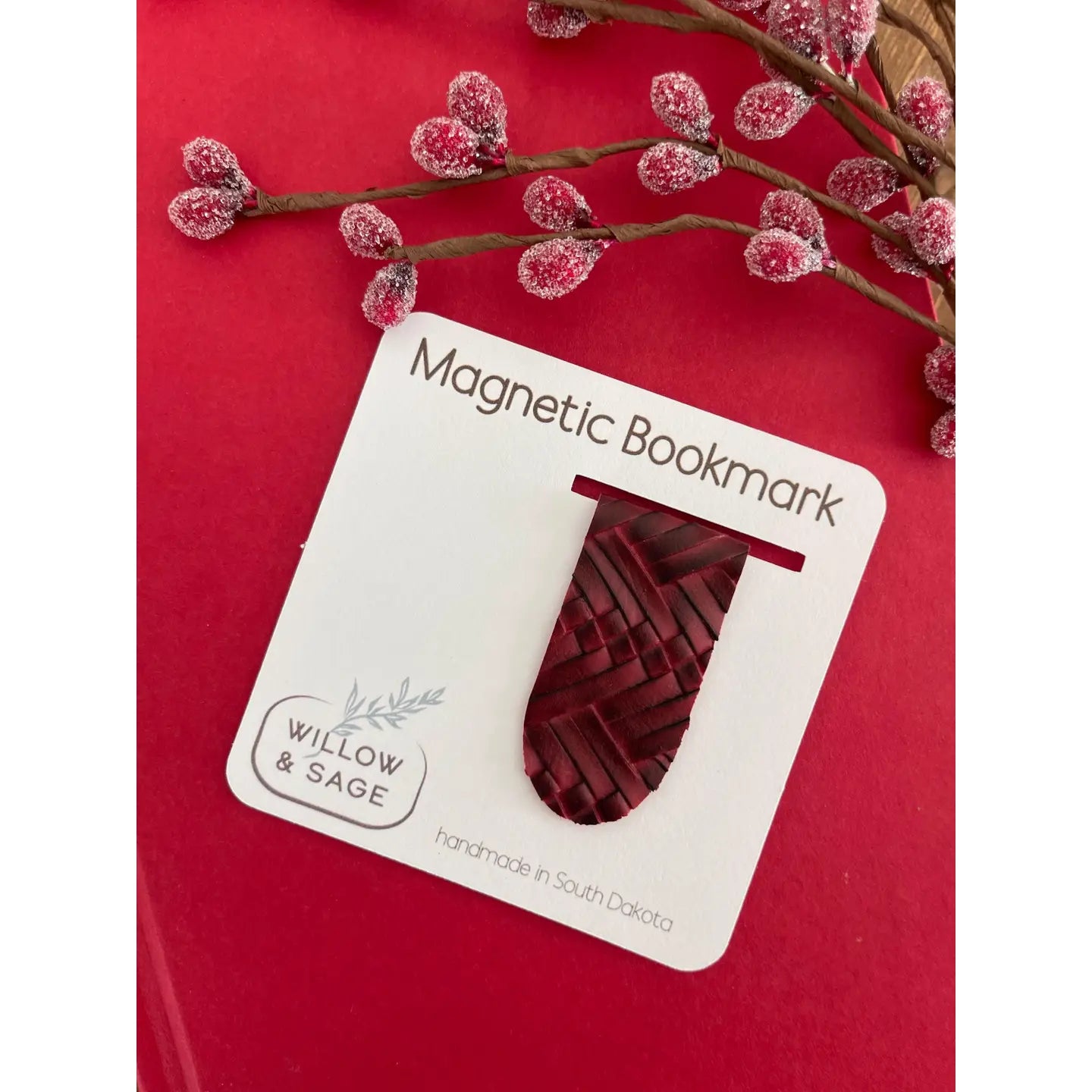 Burgundy WovenMagnetic Bookmark