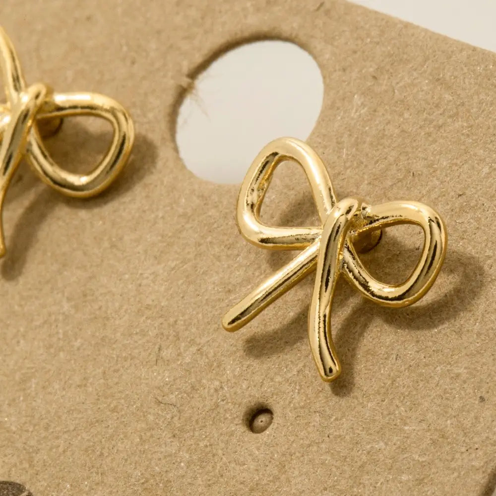 Wire Ribbon Bow Stud Earrings