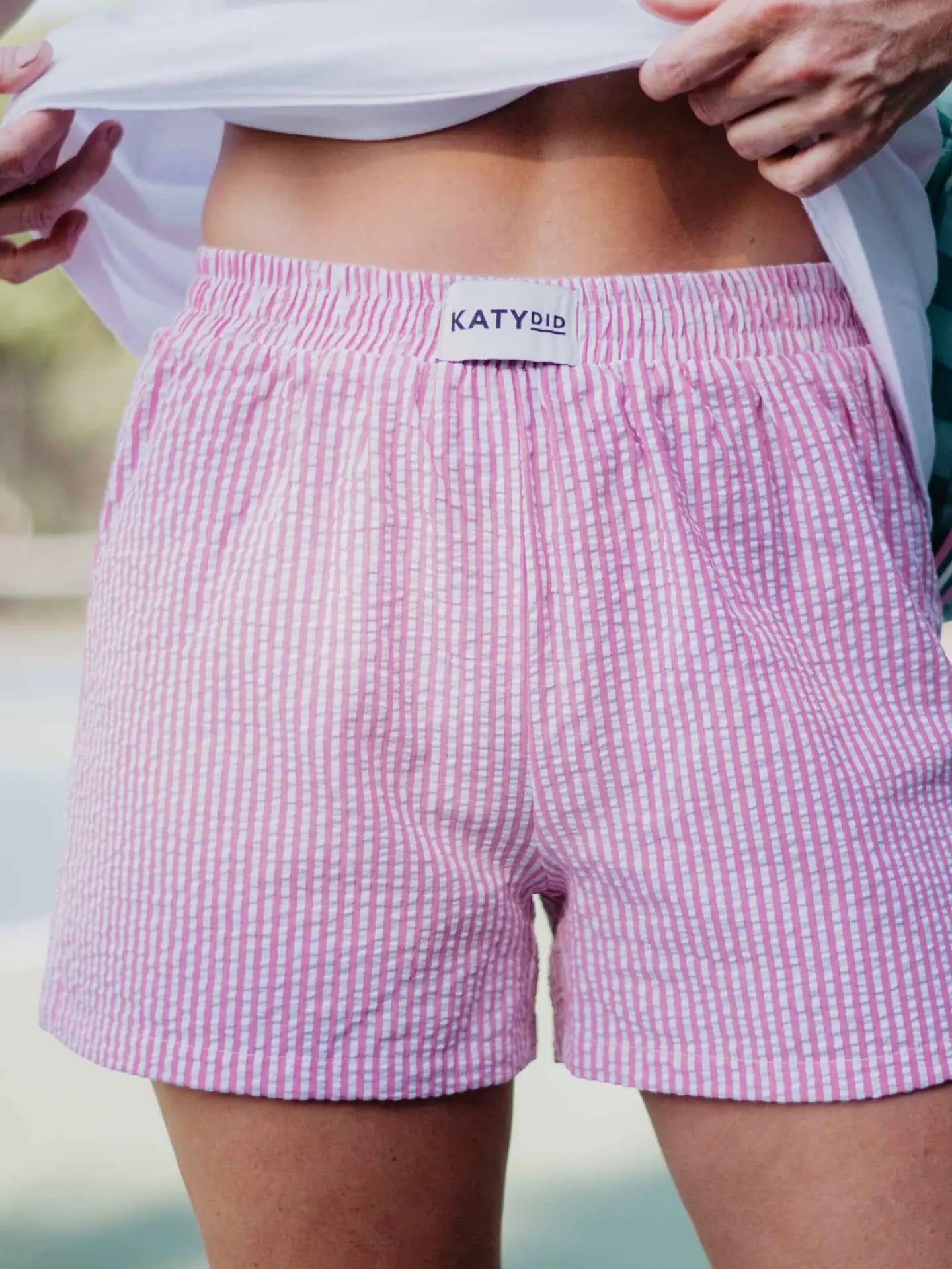 Pink Striped Ladies Boxer Shorts by Katydid
