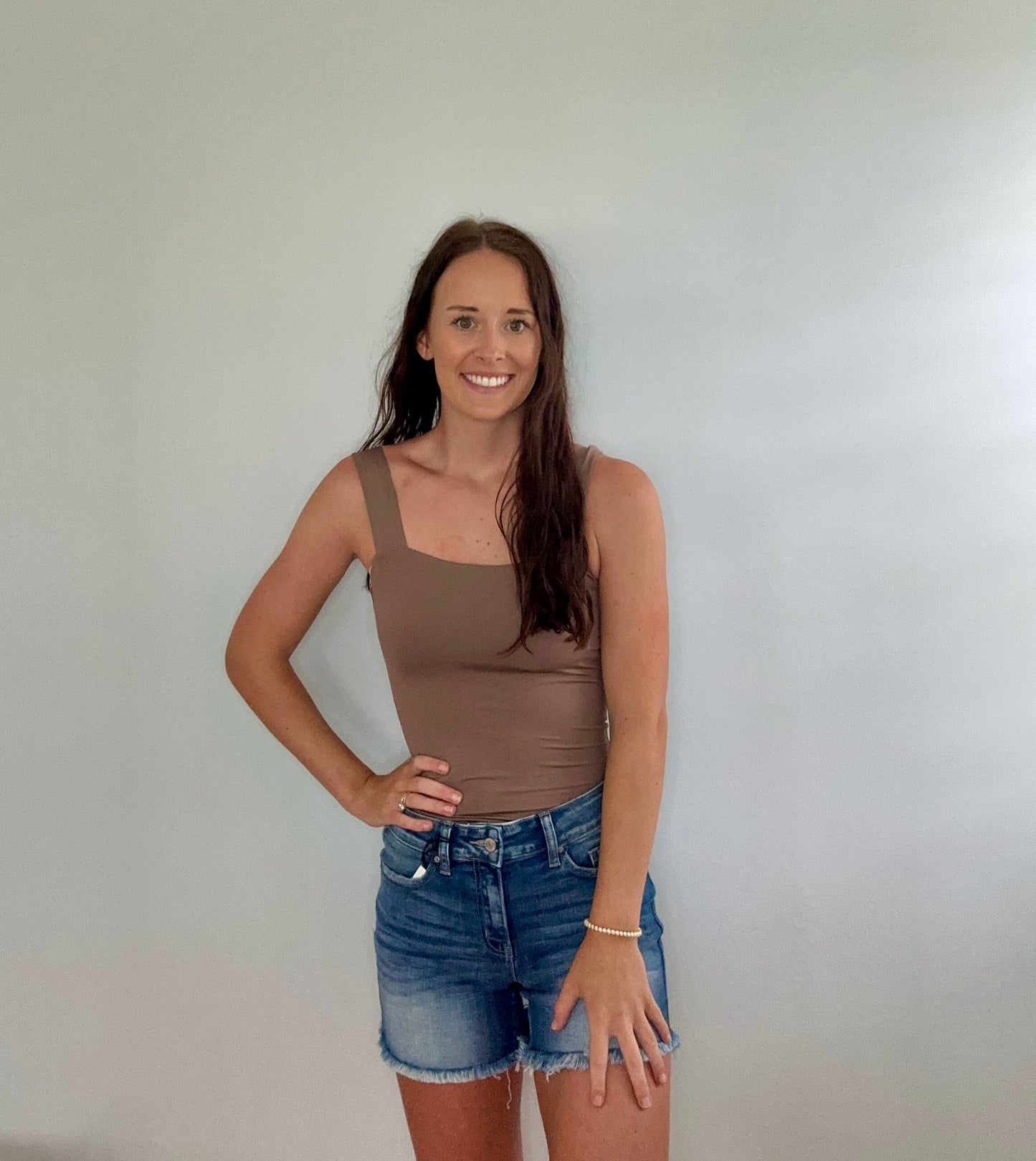 Solid Square Neck Knit Top in Deep Taupe**FINAL SALE**