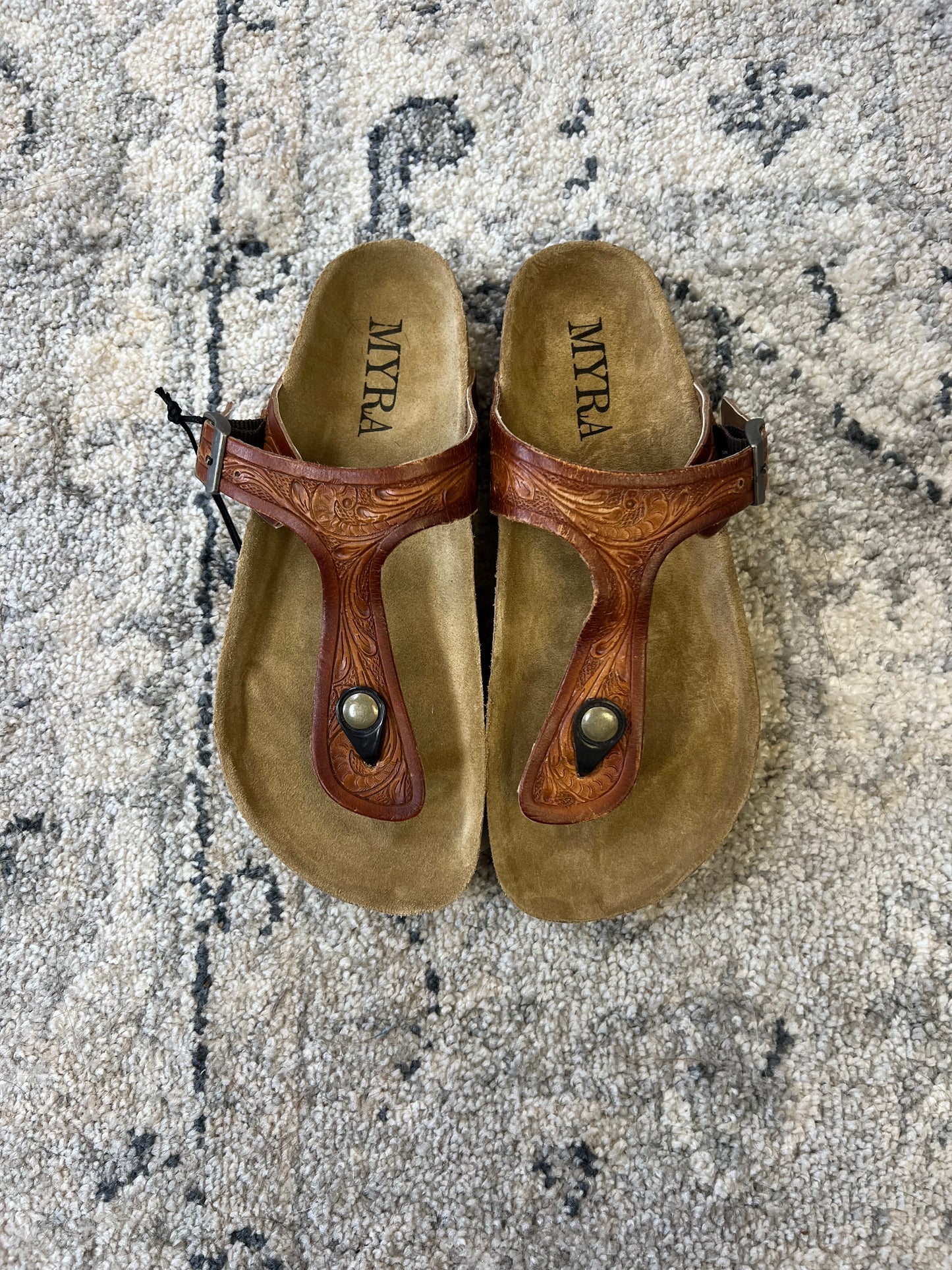 Crockler Western Hand-Tooled Sandals**FINAL SALE**