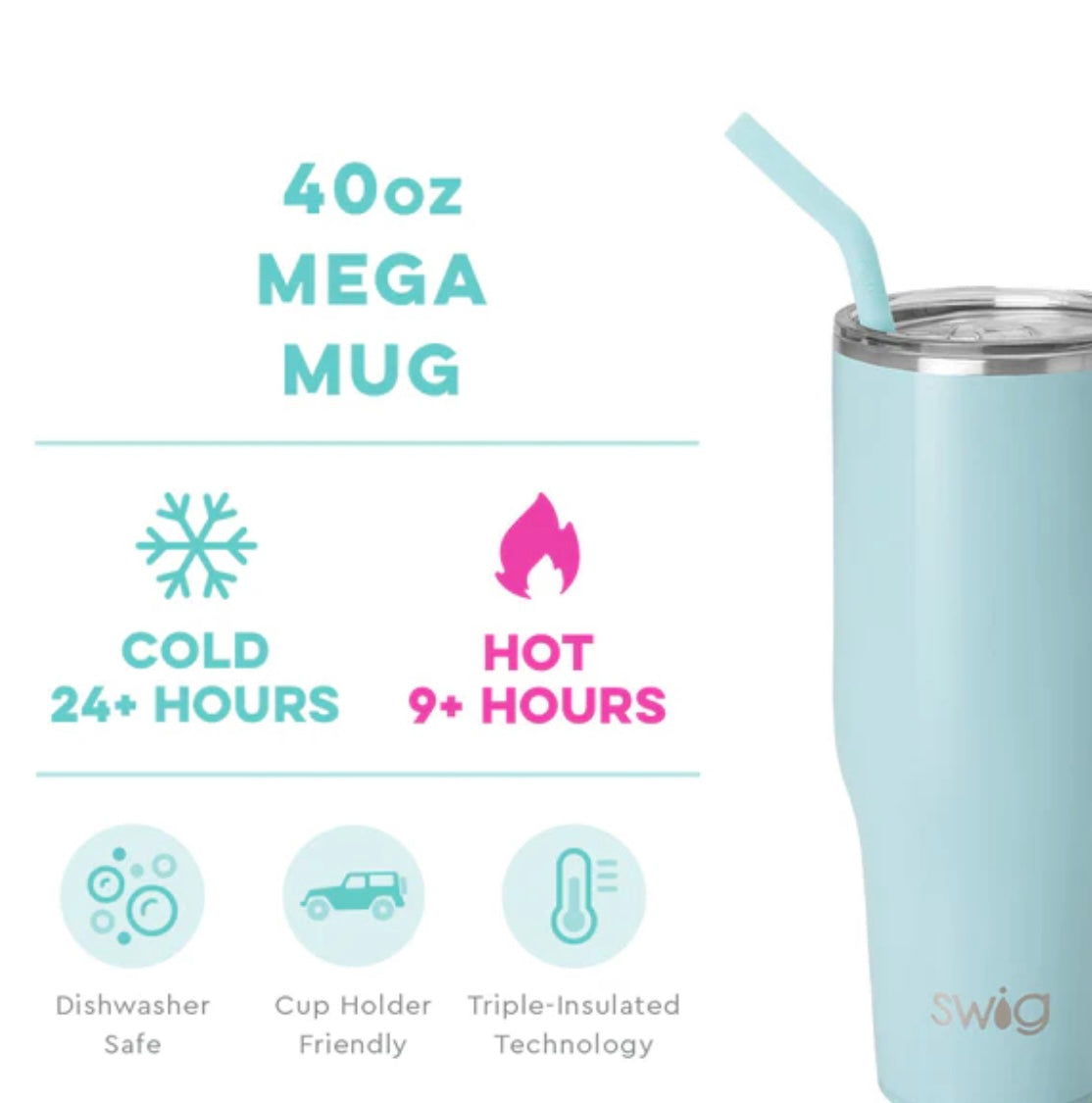 Shimmer Aquamarine Mega Mug (40oz)**FINAL SALE**