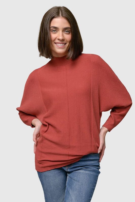 Heathered Mock Neck Sweater in Rose